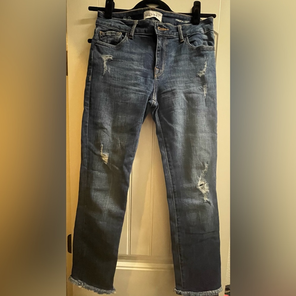 DL1961 Women's Straight Leg Ankle Jeans - Distressed Blue - Size 28